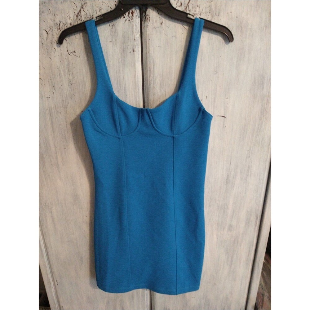 Zara bodycon stretchy mini dress Blue Sm Sexy Beachy